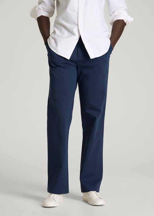 Stretch Commuter Pleated Chino for Tall Men in Navy Blue