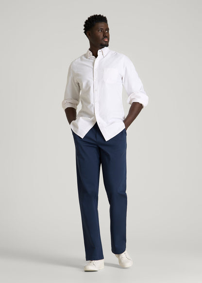 Stretch Commuter Pleated Chino for Tall Men in Navy Blue