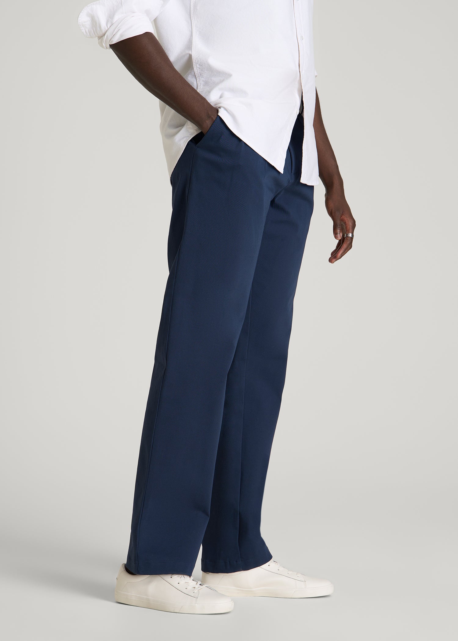 Stretch Commuter Pleated Chino for Tall Men in Navy Blue