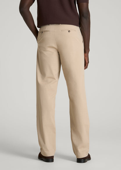 Stretch Commuter Pleated Chino for Tall Men in Warm Taupe