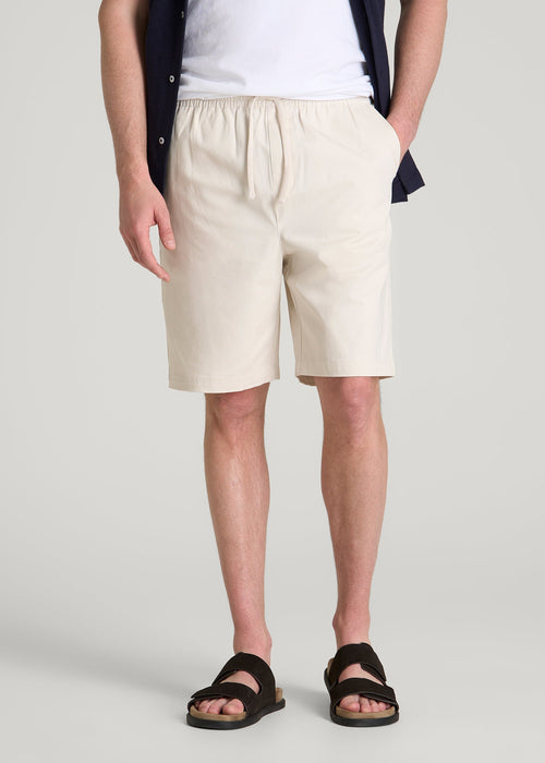 Stretch Commuter Pull-on Short for Tall Men in White Sand