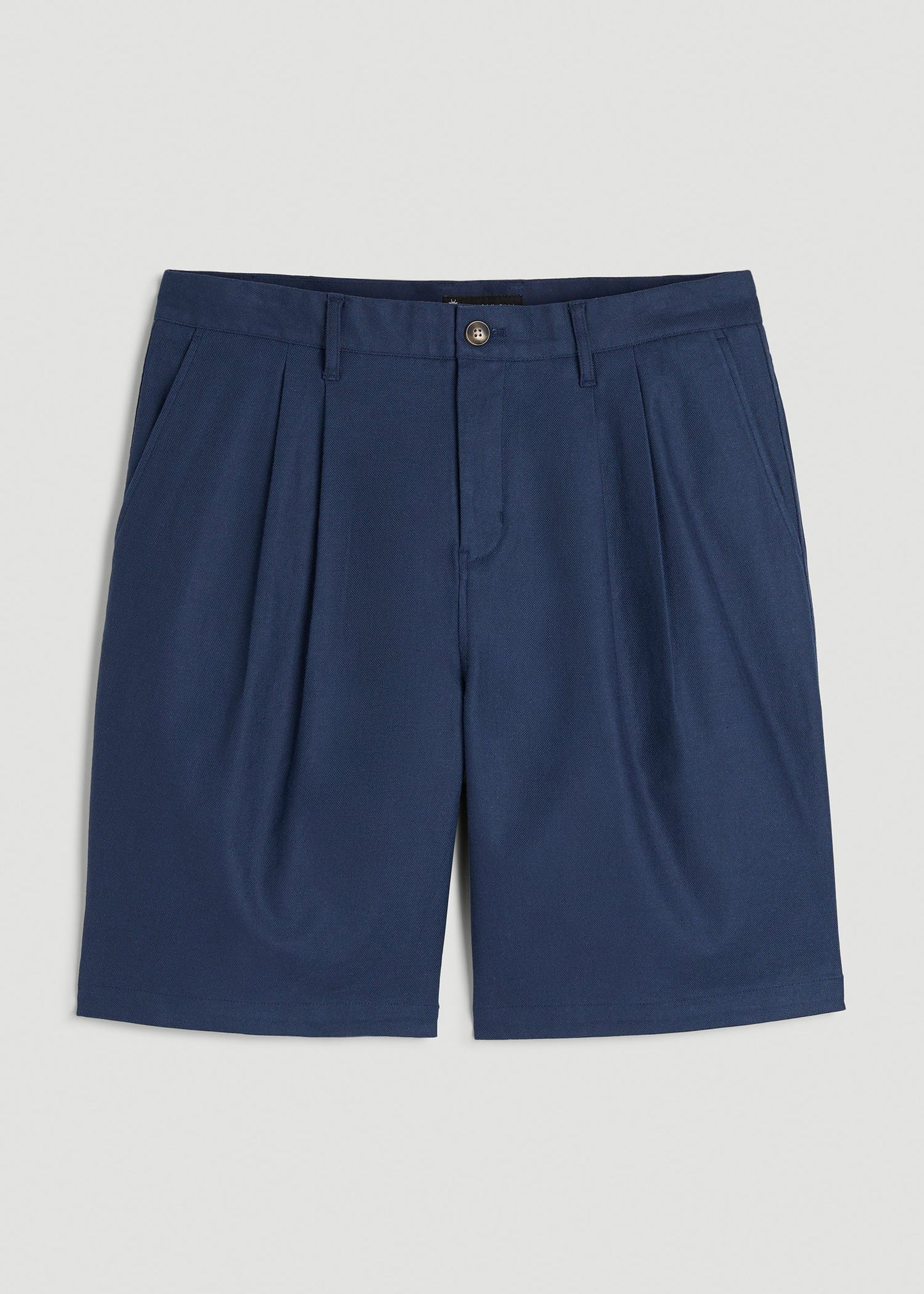 Stretch Cotton Linen Blend Shorts for Tall Men in Navy Blue