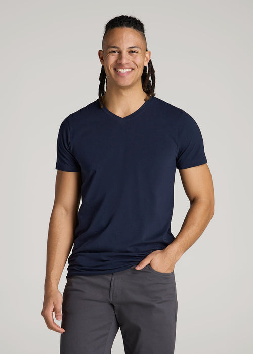 The Essential Modern Fit V-Neck Tee for Tall Men in True Navy