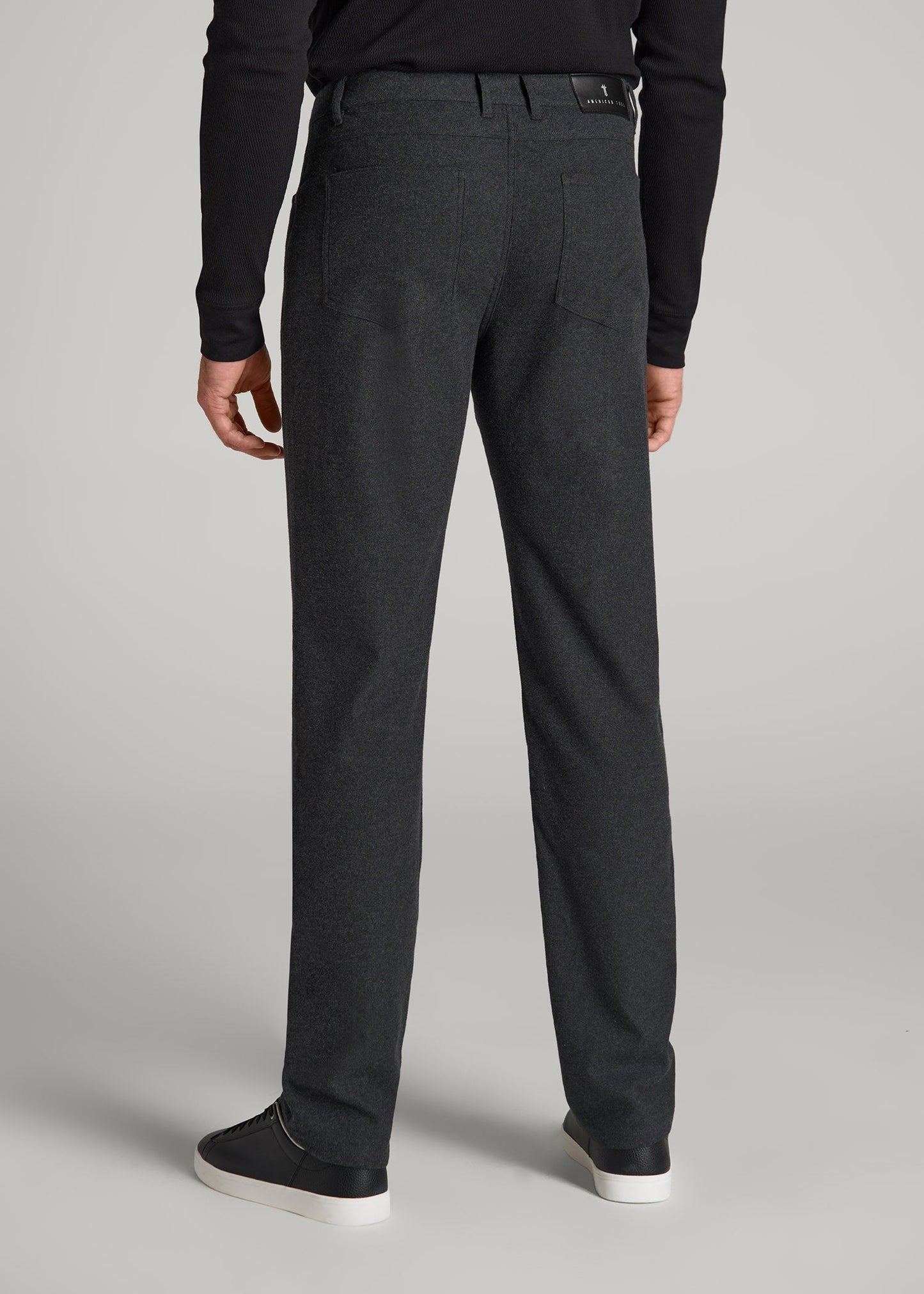 TAPERED-FIT Stretch Flannel 5 Pocket Pants for Tall Men in Storm Grey Mix