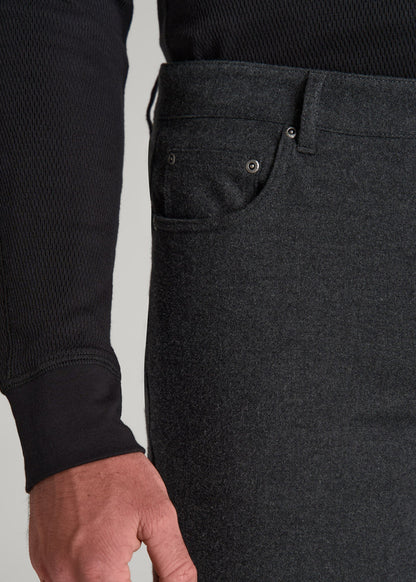 TAPERED-FIT Stretch Flannel 5 Pocket Pants for Tall Men in Storm Grey Mix
