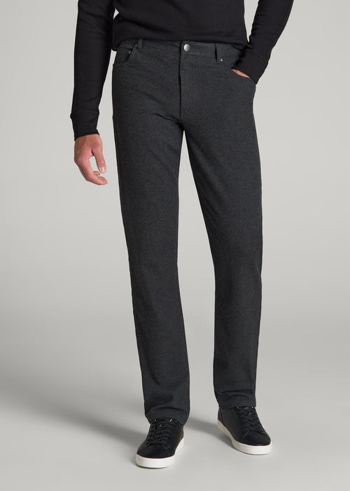 TAPERED-FIT Stretch Flannel 5 Pocket Pants for Tall Men in Storm Grey Mix