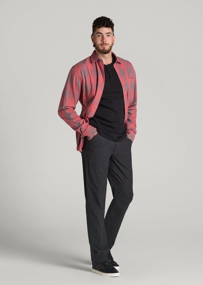 TAPERED-FIT Stretch Flannel 5 Pocket Pants for Tall Men in Storm Grey Mix