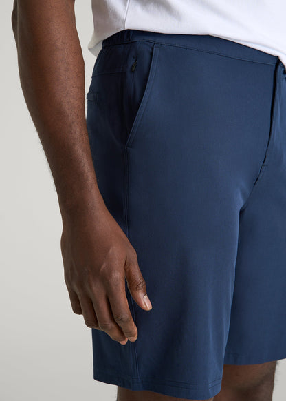 Stretch Hybrid Shorts for Tall Men in Navy Blue