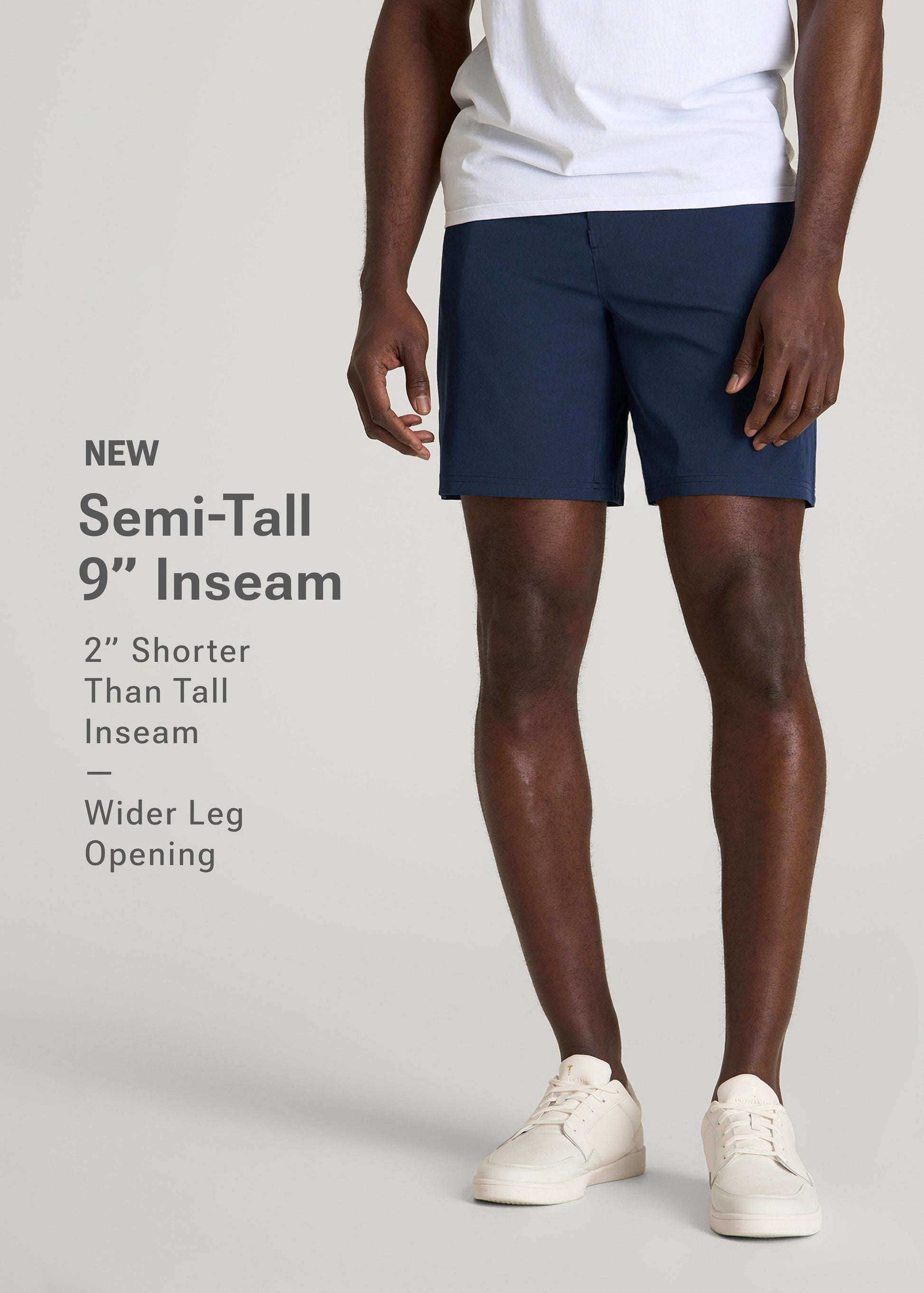 Stretch Hybrid Shorts for Tall Men in Navy Blue