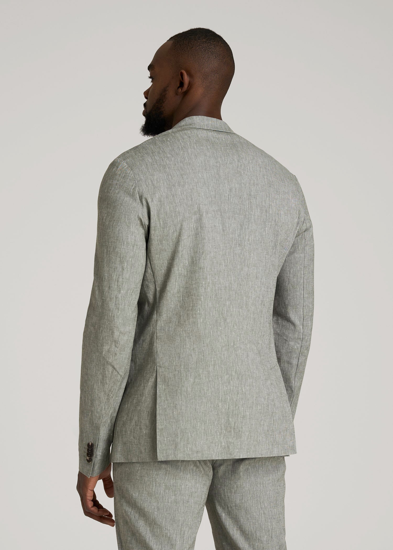 Stretch Linen Blazer for Tall Men in Climbing Ivy Linen