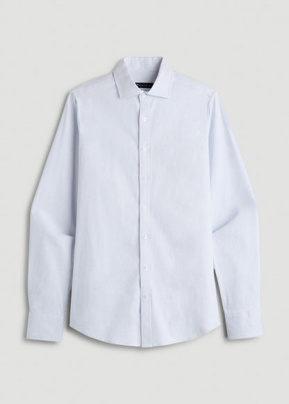 Stretch Linen Dress Shirt for Tall Men in Light Blue