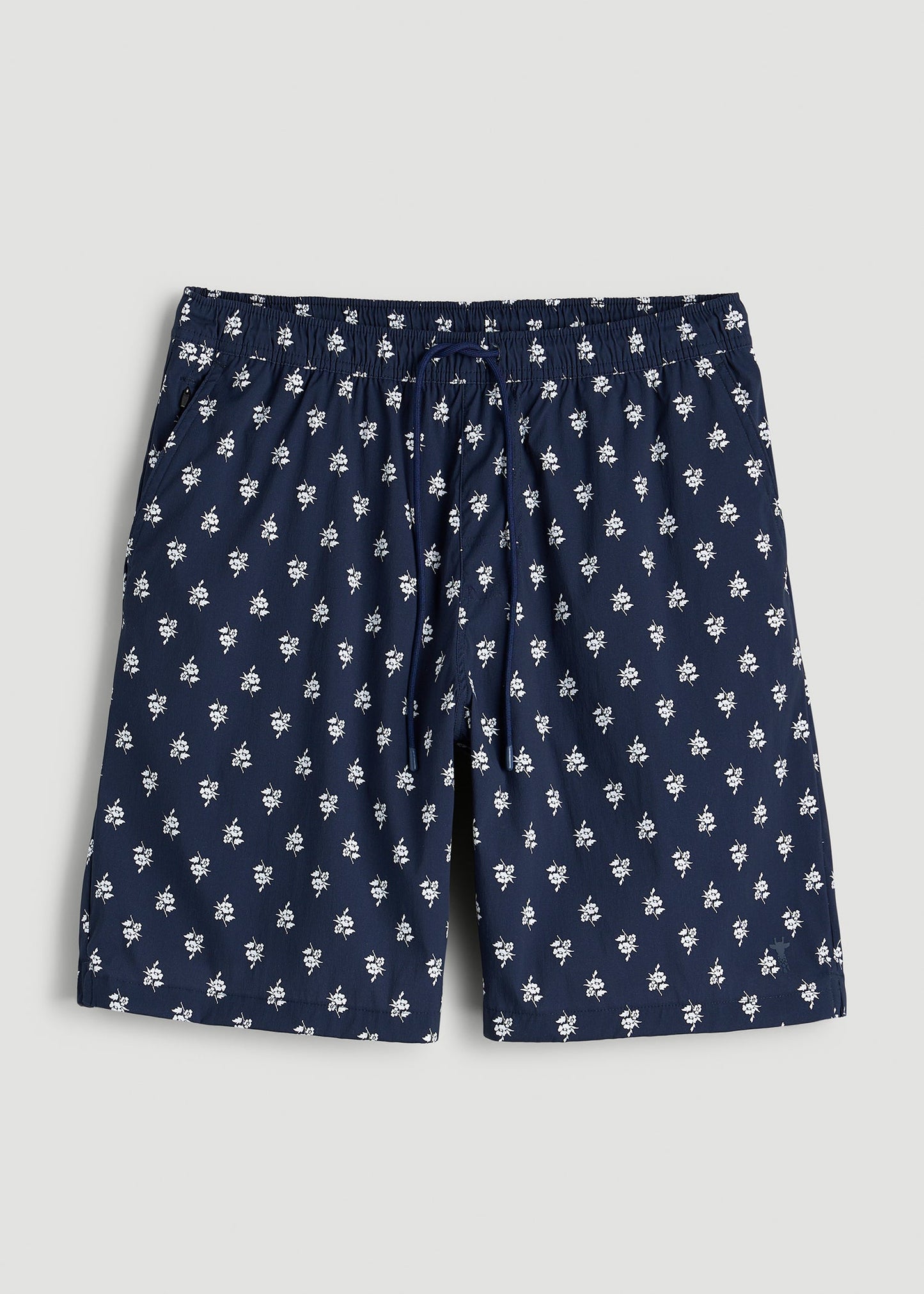 Stretch Swim Shorts for Tall Men in Navy Blue Floral