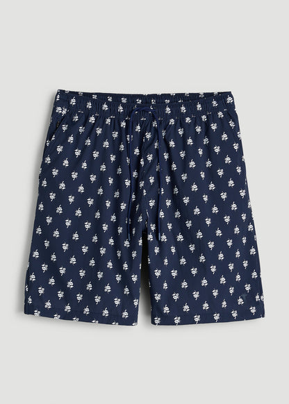 Stretch Swim Shorts for Tall Men in Navy Blue Floral