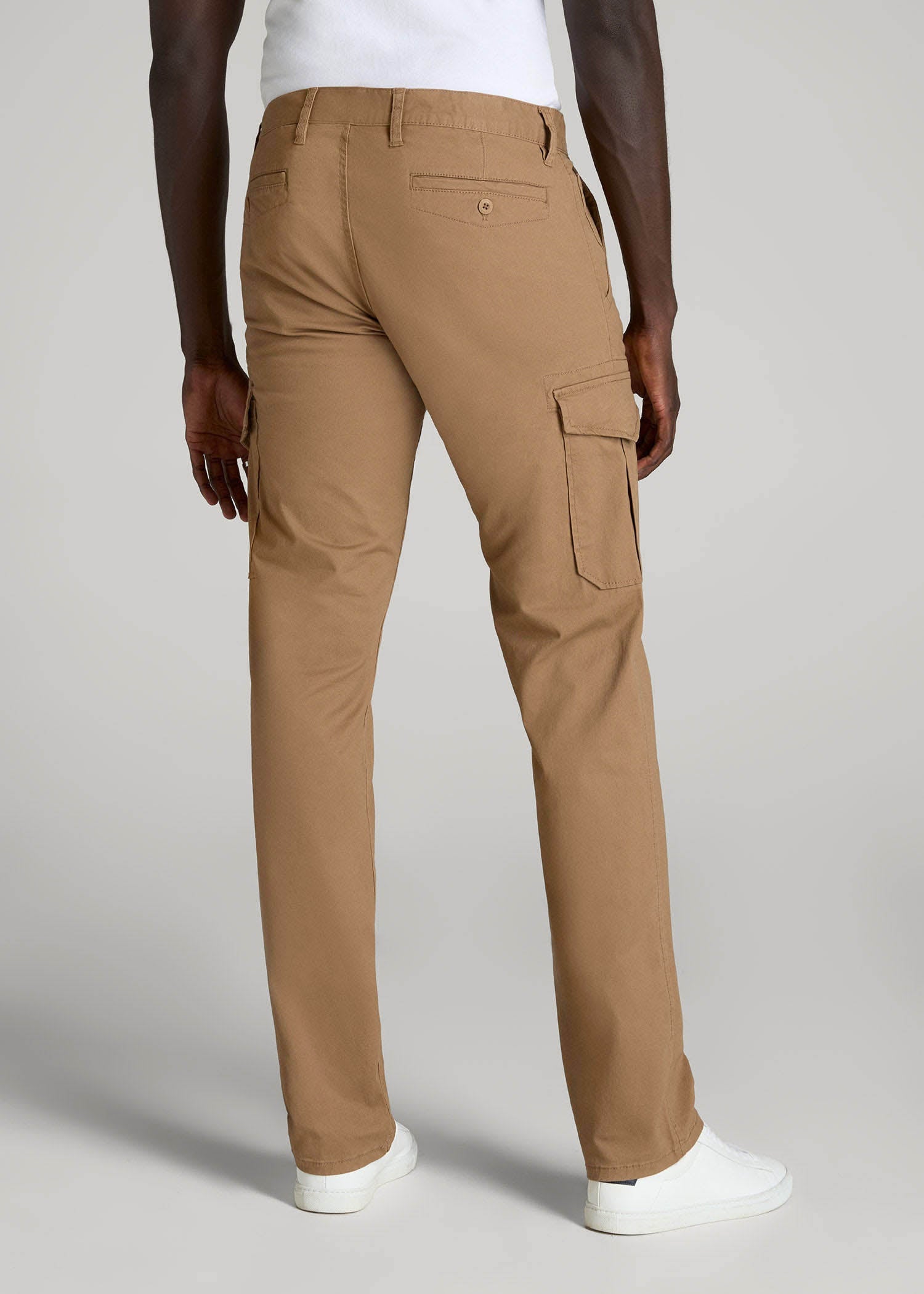 Stretch Twill SLIM-FIT Cargo Pants for Tall Men in Russet Brown
