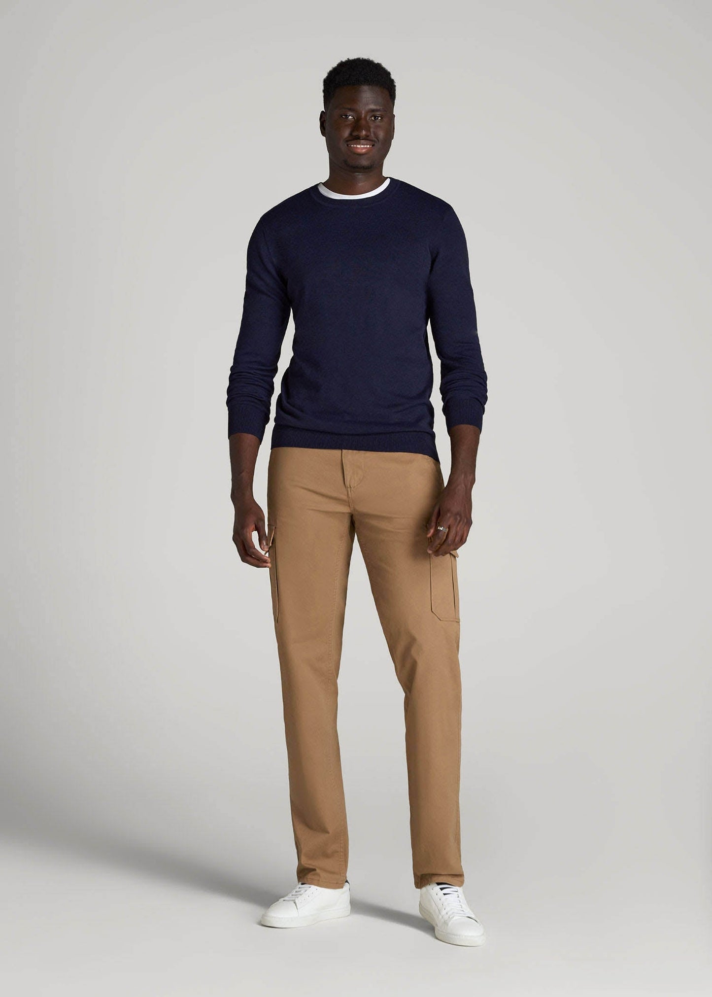 Stretch Twill SLIM-FIT Cargo Pants for Tall Men in Russet Brown