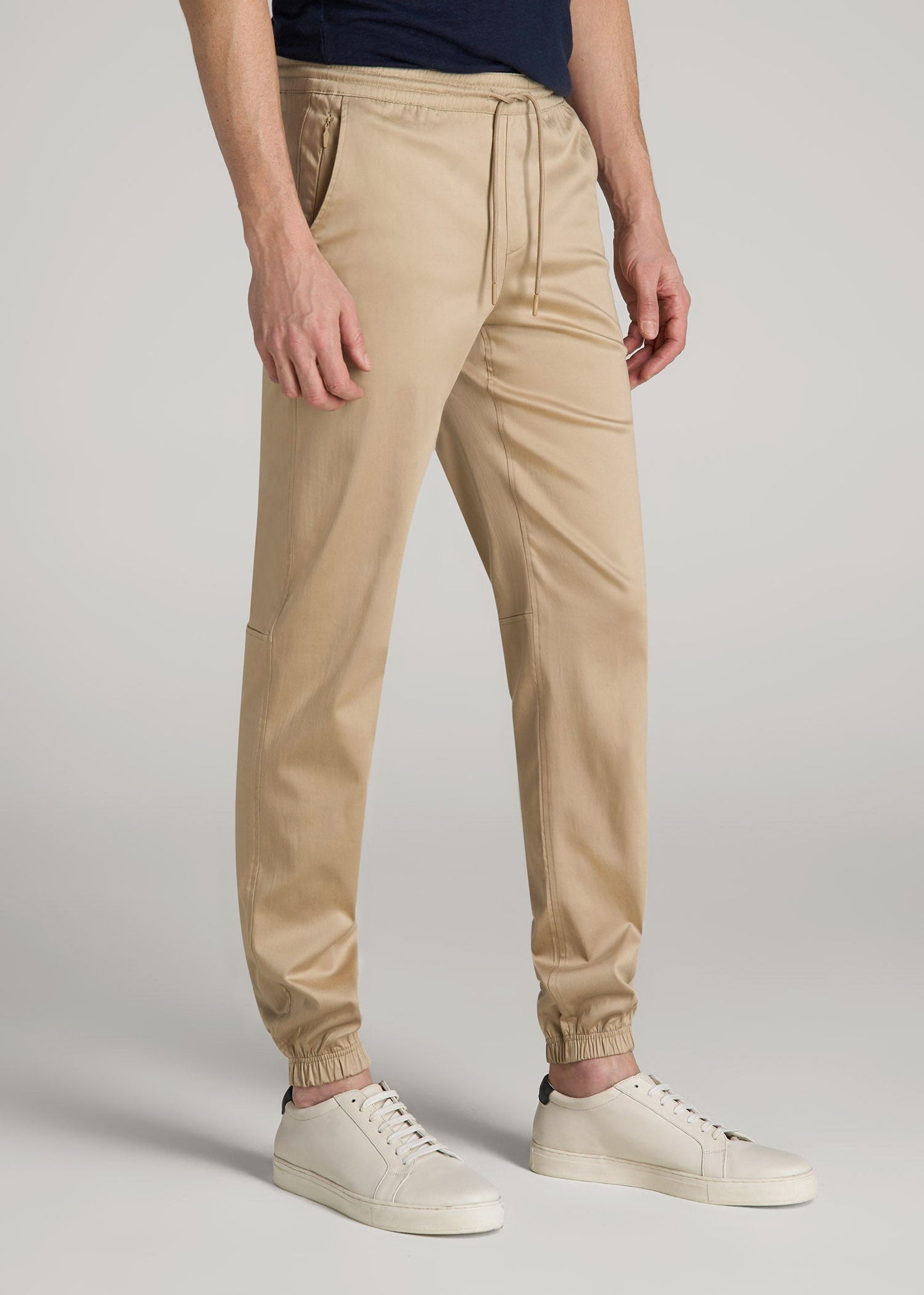 Stretch Twill Jogger Pants for Tall Men in Desert Khaki