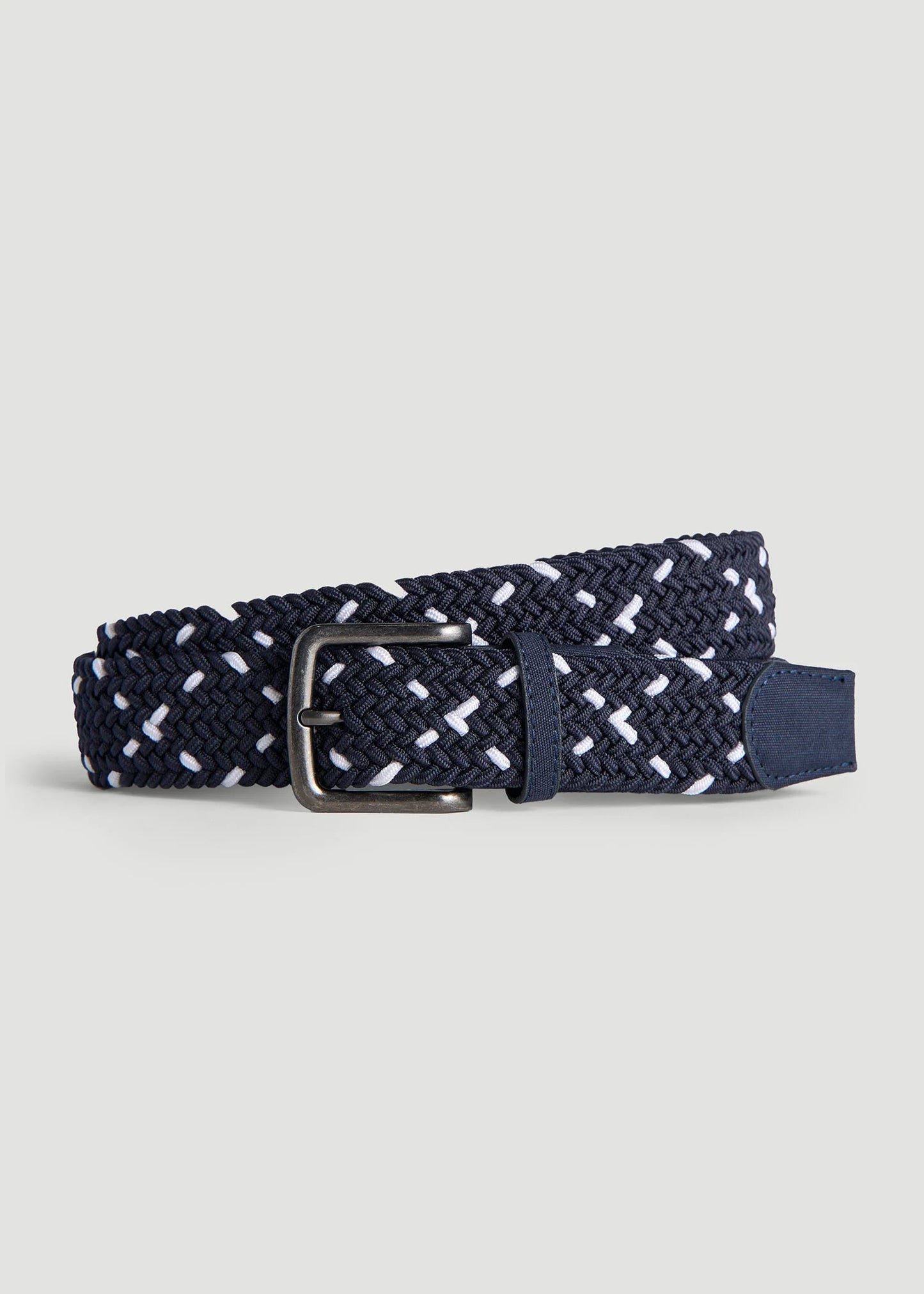 Stretch Woven Belt in Navy and White