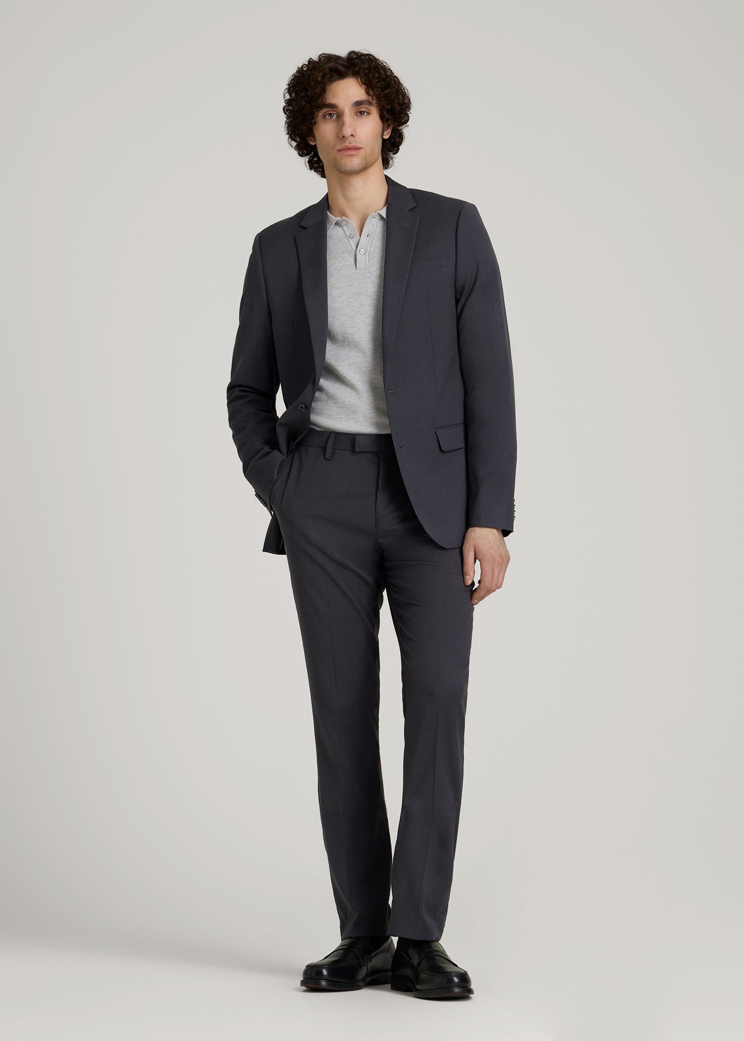 Suit Trousers for Tall Men in Mid Grey
