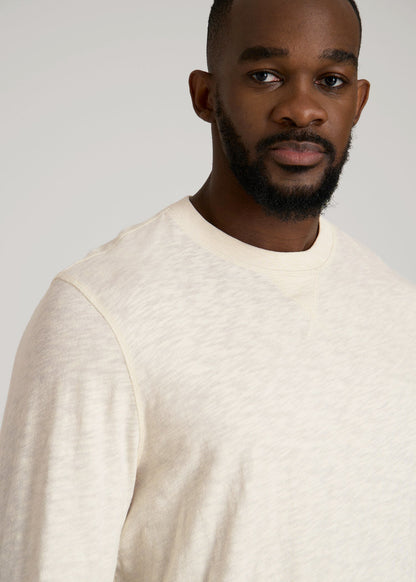 Sunwashed Slub Crewneck for Tall Men in Ivory White