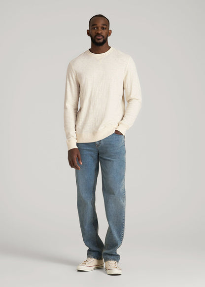 Sunwashed Slub Crewneck for Tall Men in Ivory White