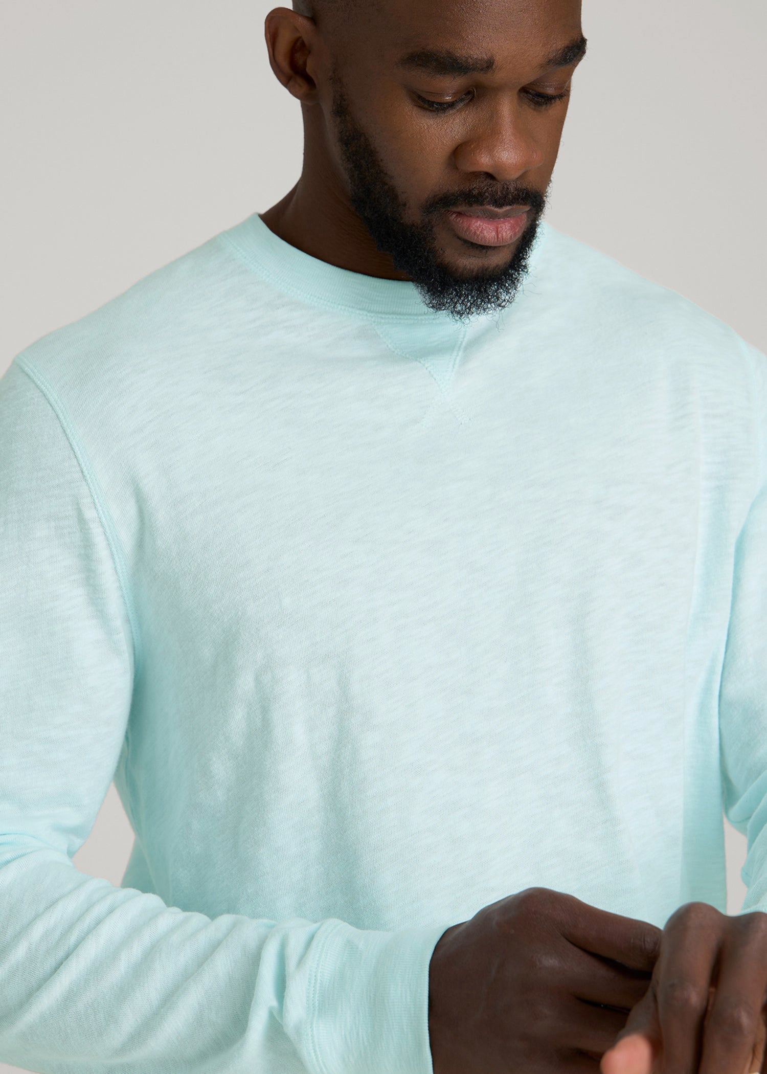 Sunwashed Slub Crewneck for Tall Men in Saltwater