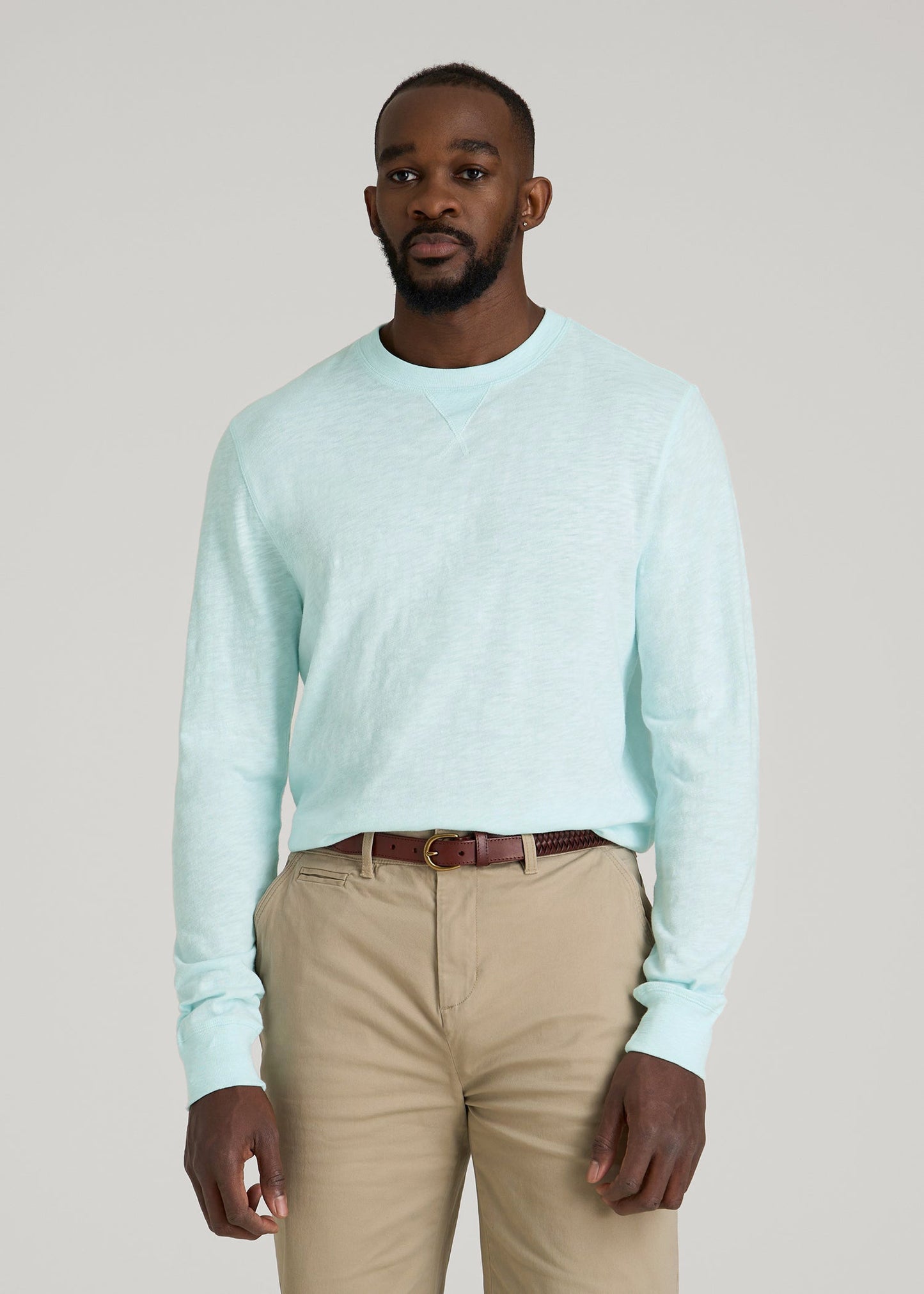 Sunwashed Slub Crewneck for Tall Men in Saltwater