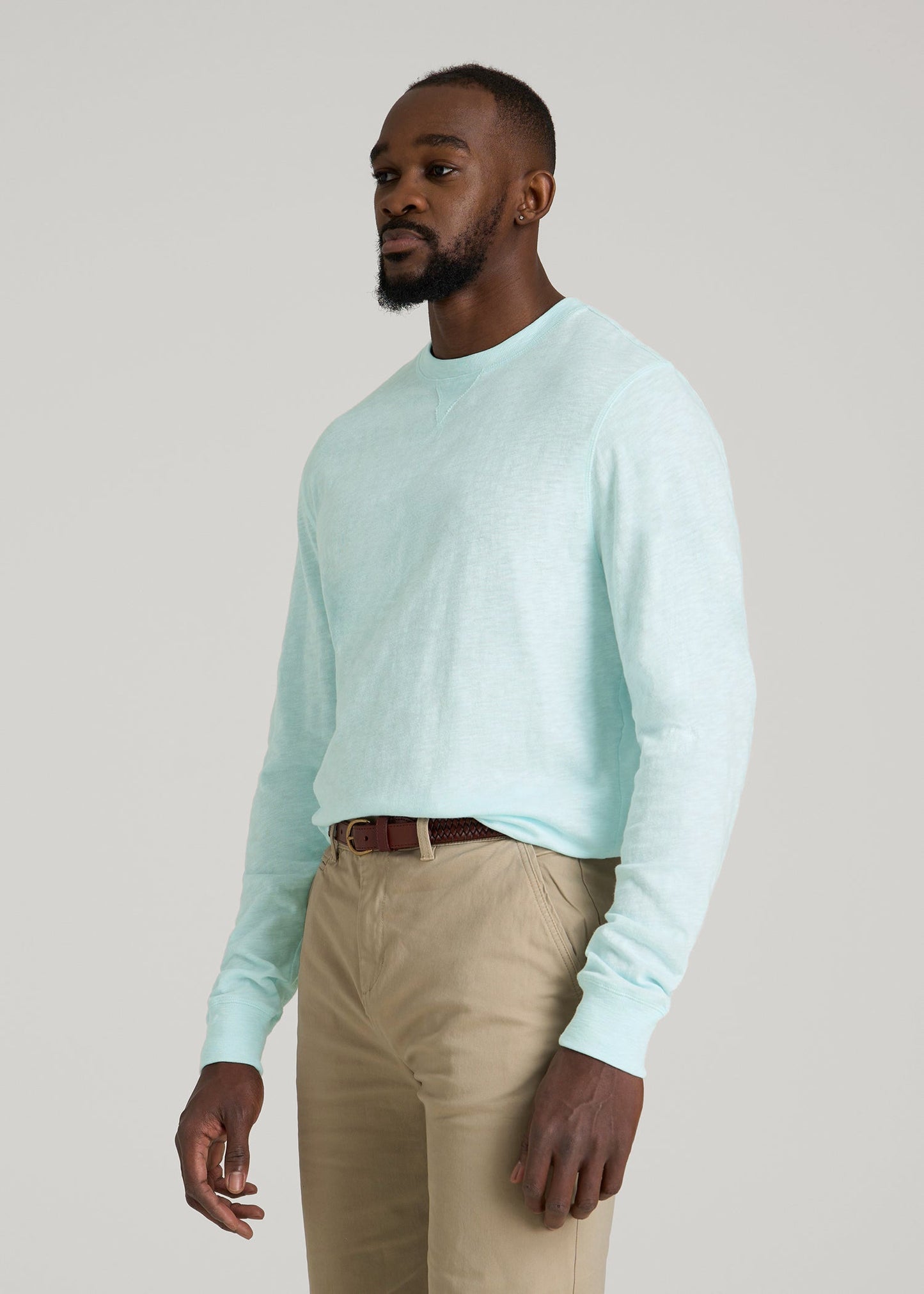 Sunwashed Slub Crewneck for Tall Men in Saltwater