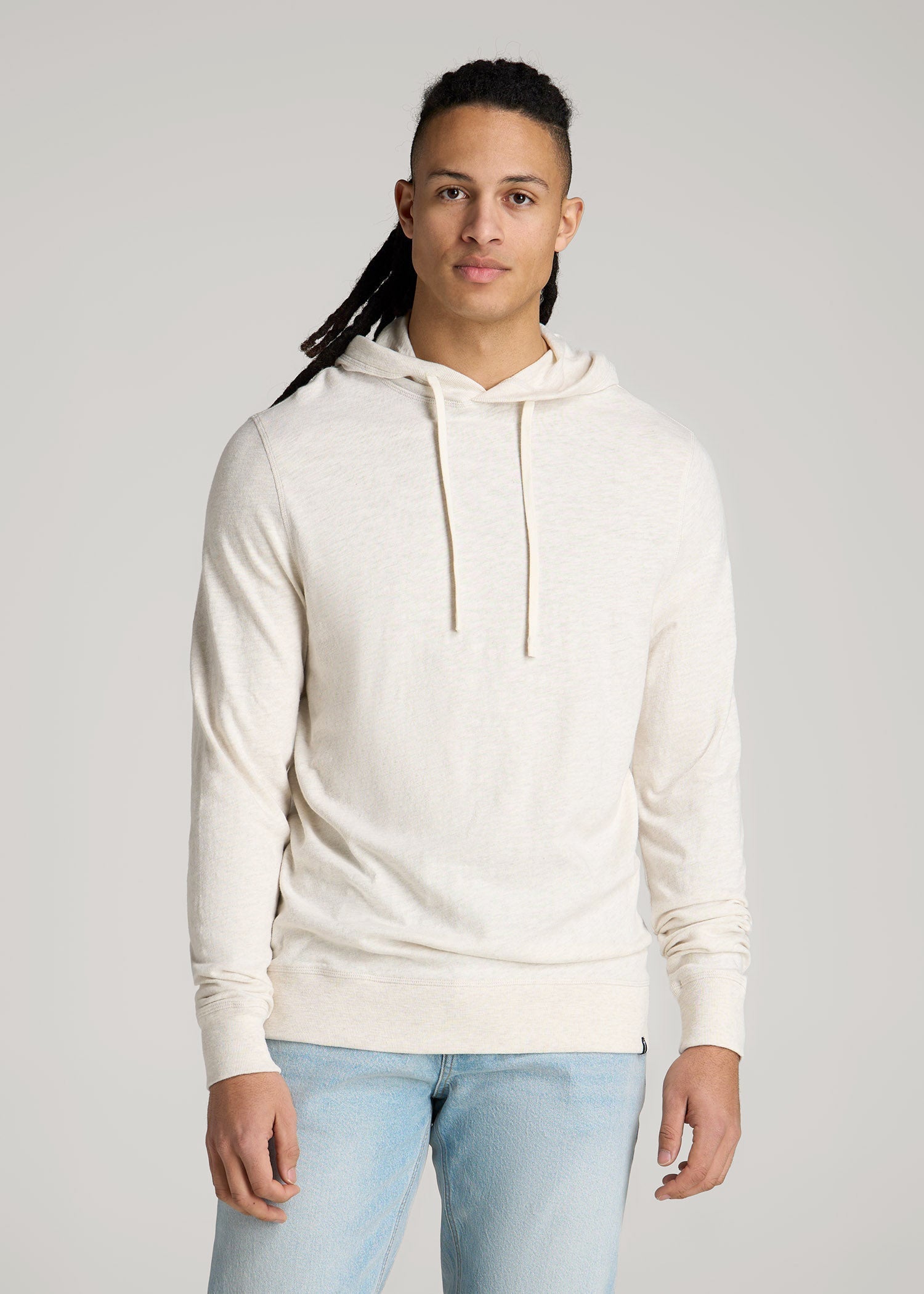 Sunwashed Slub Pullover Hoodie for Tall Men in Heathered Oatmeal