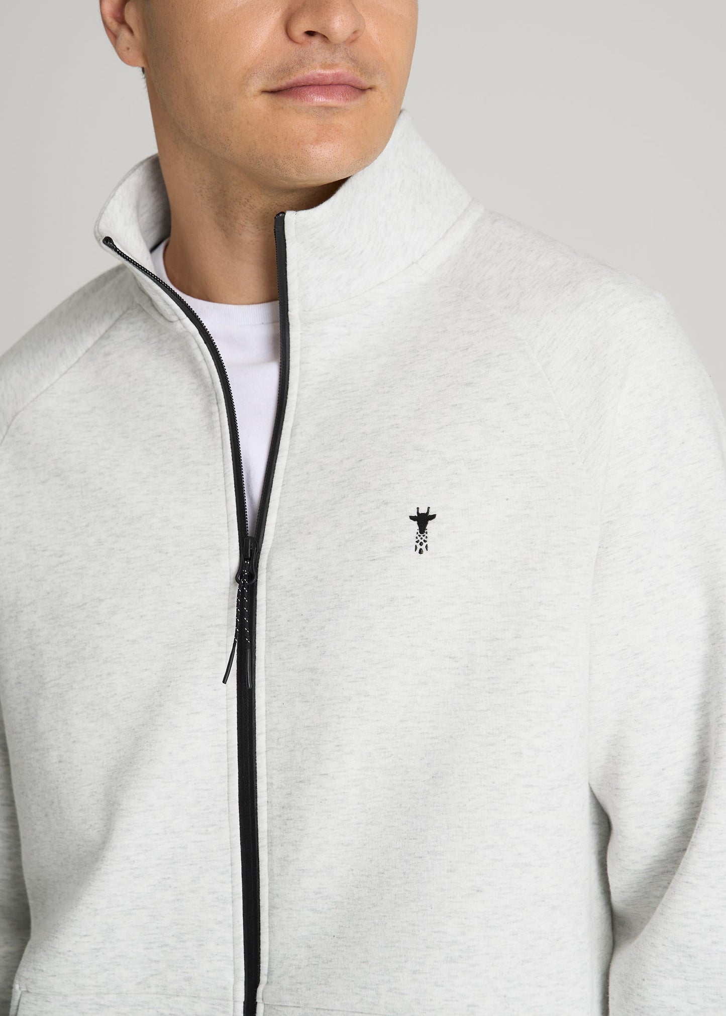 Tech Motion Fleece Full-Zip Jacket for Tall Men in Heather Frost