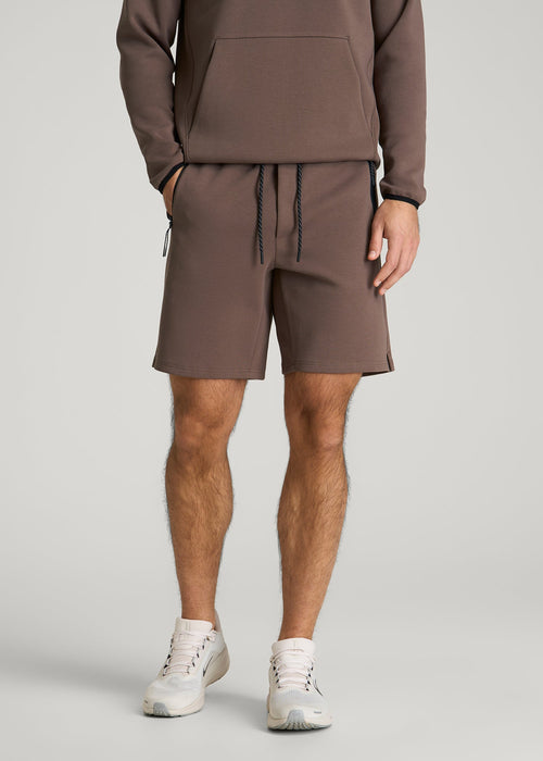Tech Motion Fleece Shorts for Tall Men in Coffee Quartz