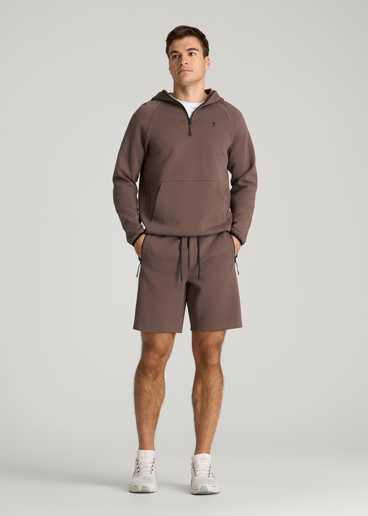 Tech Motion Fleece Shorts for Tall Men in Coffee Quartz