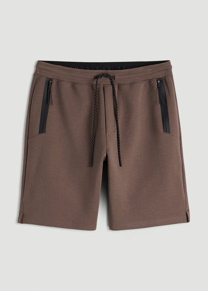 Tech Motion Fleece Shorts for Tall Men in Coffee Quartz
