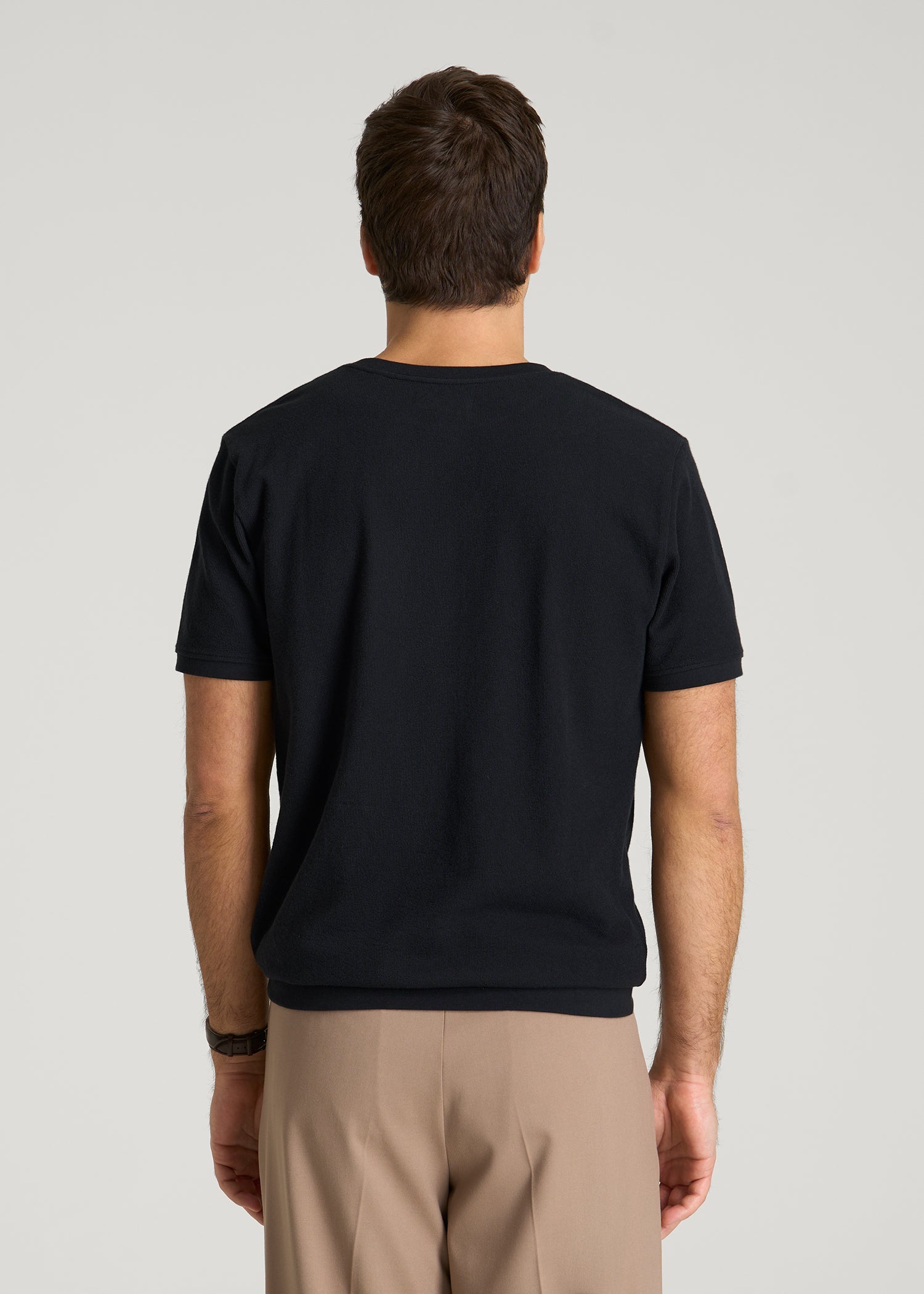Terry Cotton Pocket Tee for Tall Men in Black