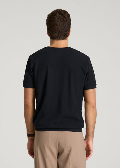 Terry Cotton Pocket Tee for Tall Men in Black