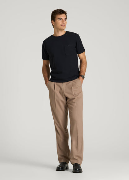 Terry Cotton Pocket Tee for Tall Men in Black