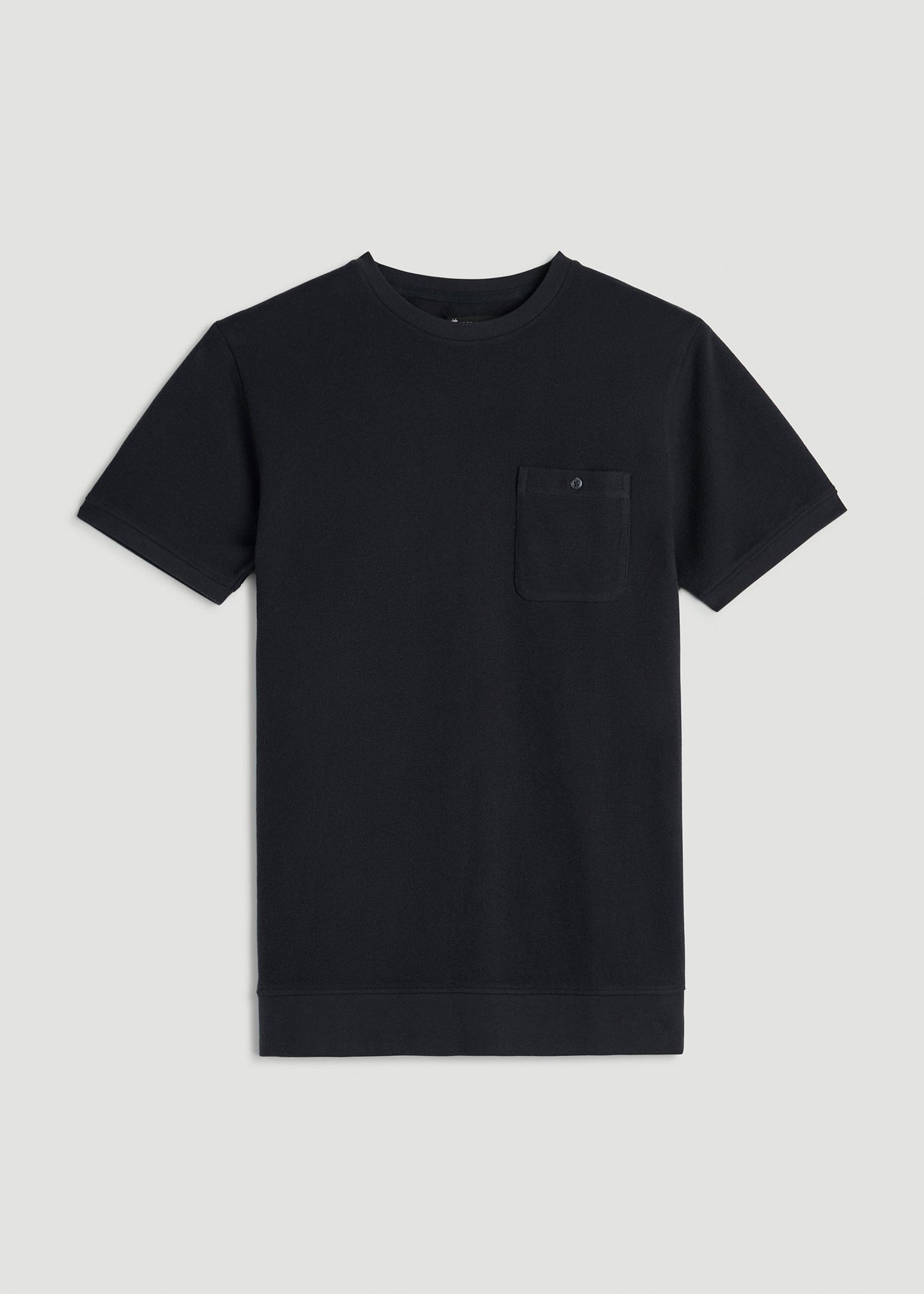 Terry Cotton Pocket Tee for Tall Men in Black