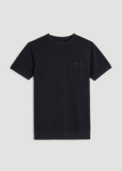 Terry Cotton Pocket Tee for Tall Men in Black