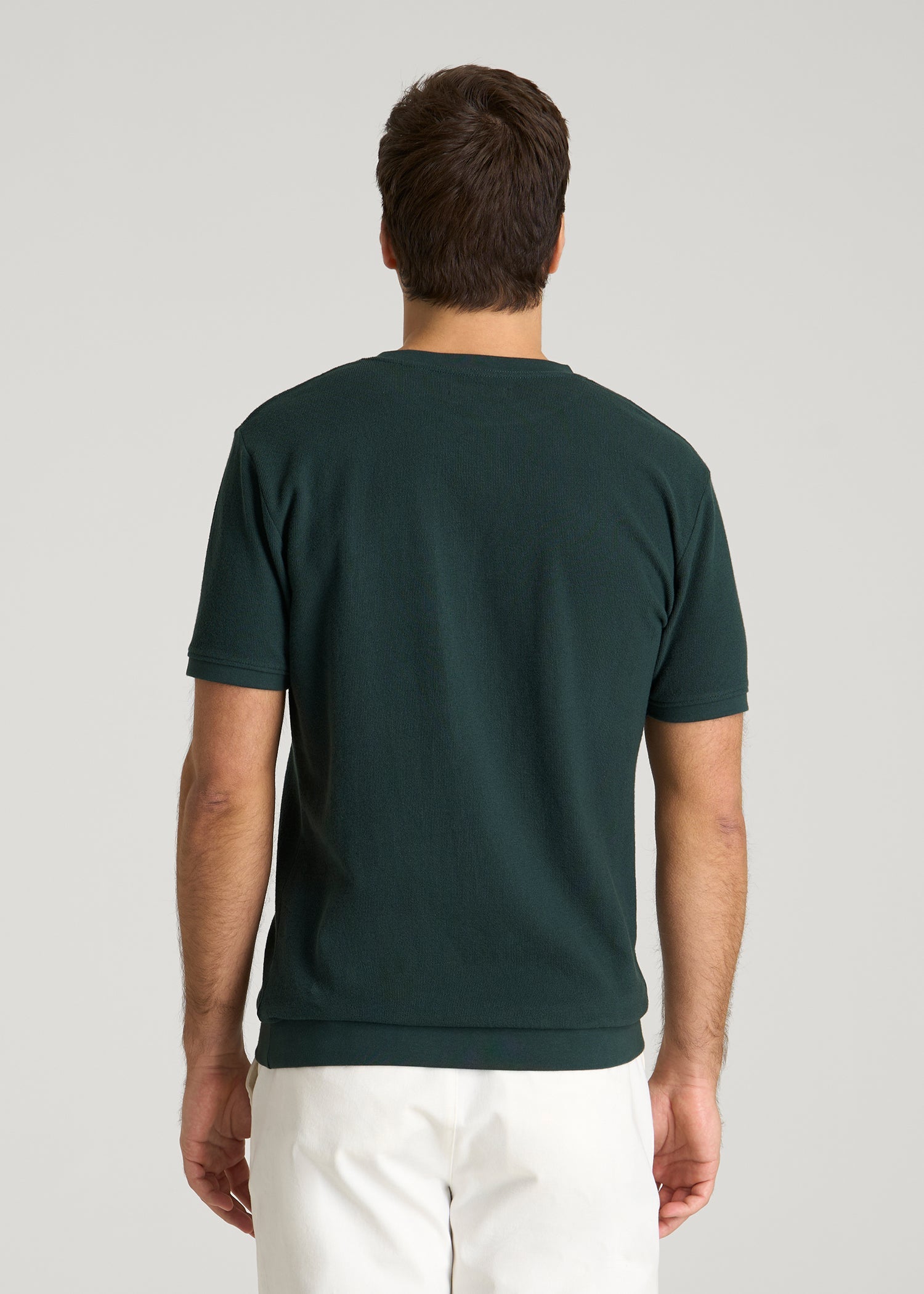 Terry Cotton Pocket Tee for Tall Men in Emerald