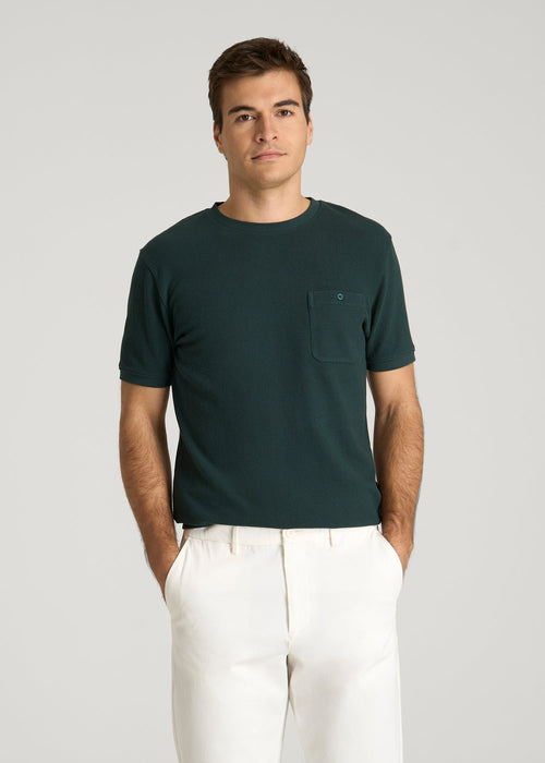 Terry Cotton Pocket Tee for Tall Men in Emerald