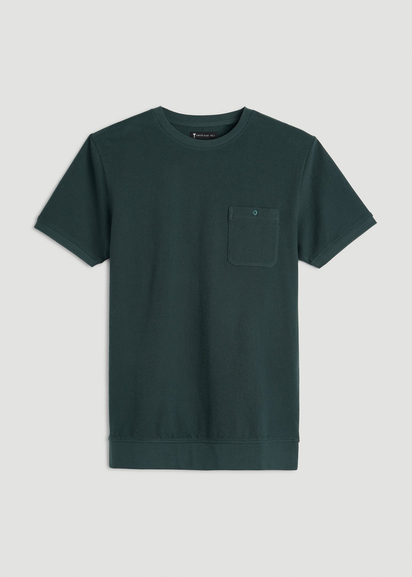 Terry Cotton Pocket Tee for Tall Men in Emerald