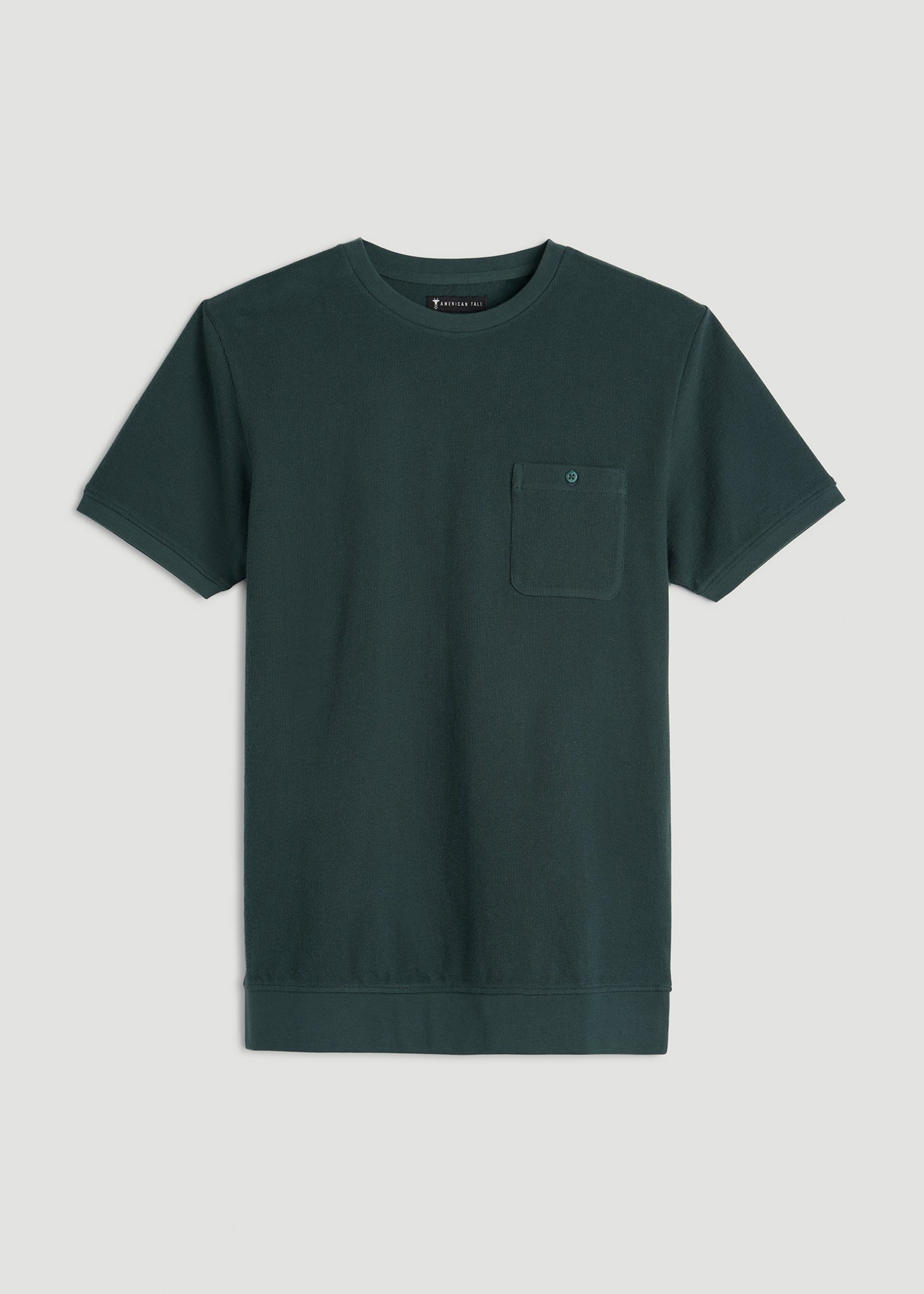 Terry Cotton Pocket Tee for Tall Men in Emerald