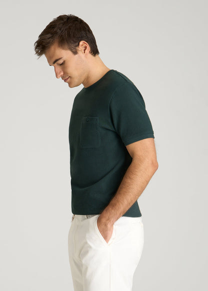 Terry Cotton Pocket Tee for Tall Men in Emerald