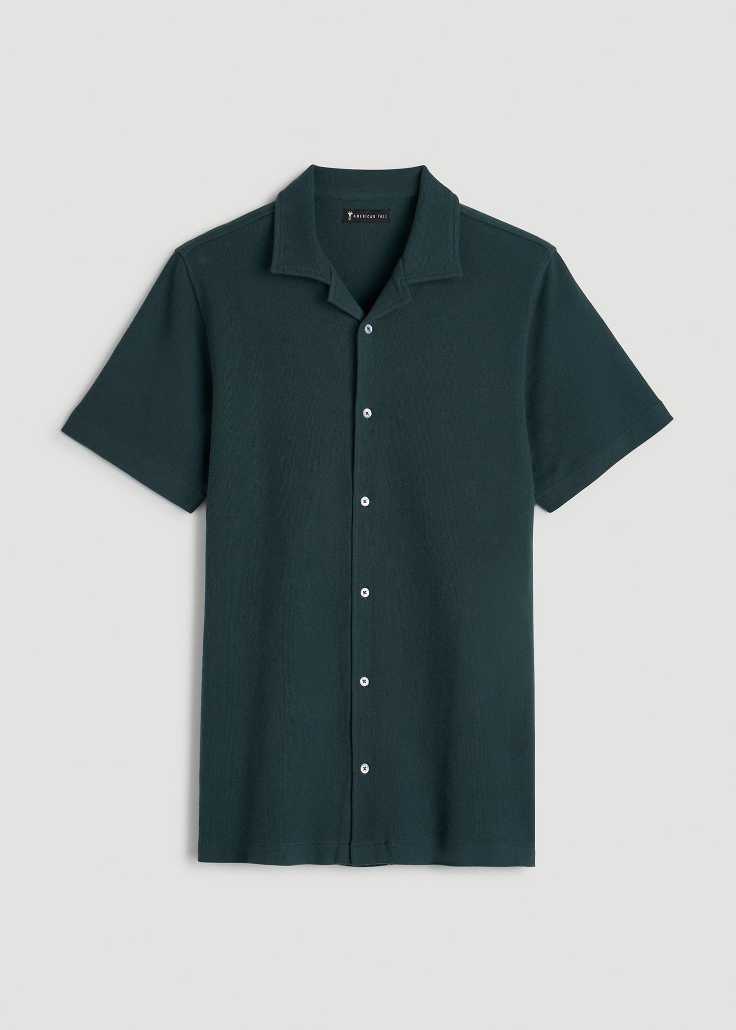 Terry Cotton Polo Cardigan for Tall Men in Emerald