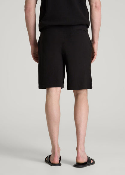 Terry Cotton Pull-On Shorts for Tall Men in Black