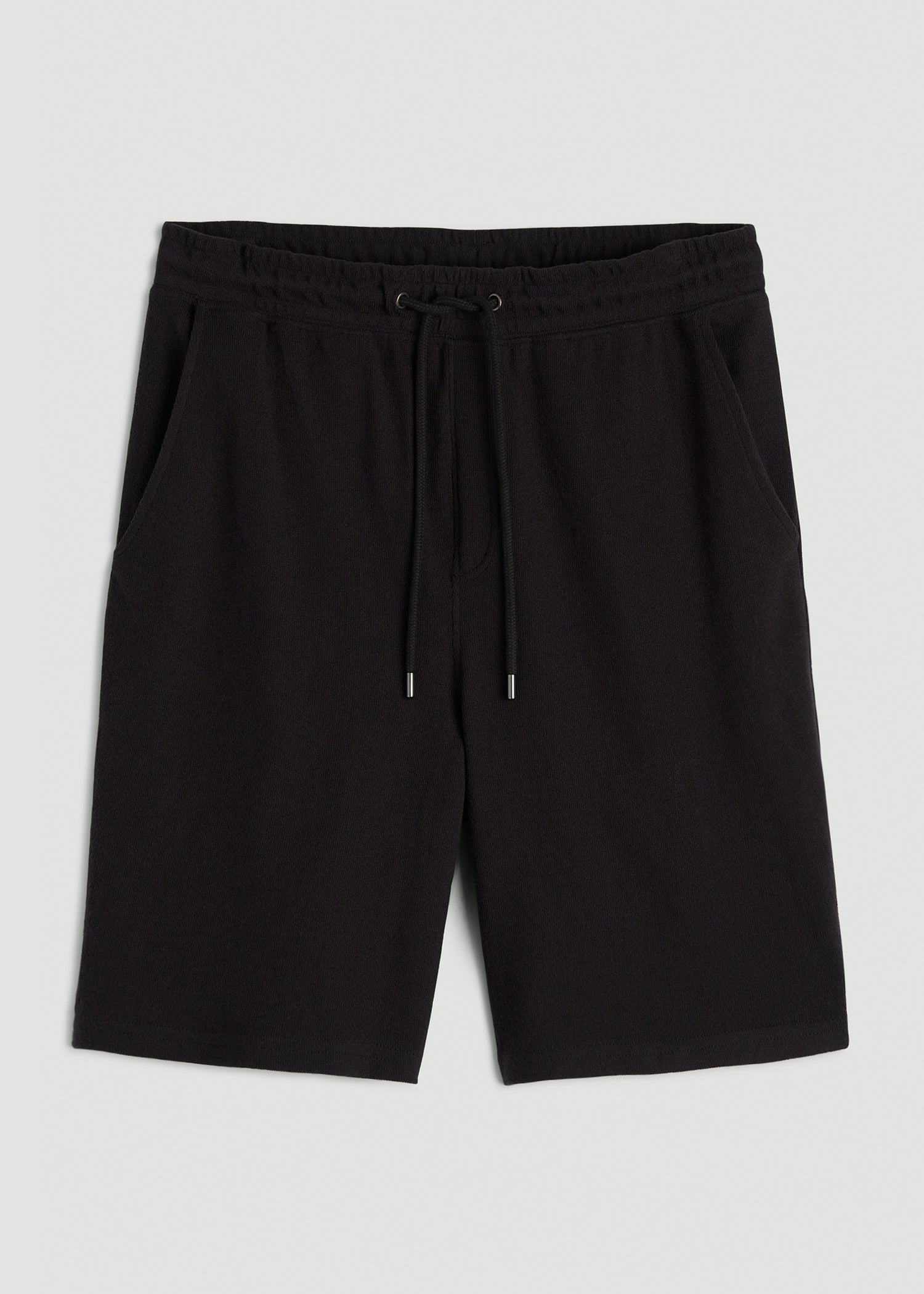 Terry Cotton Pull-On Shorts for Tall Men in Black