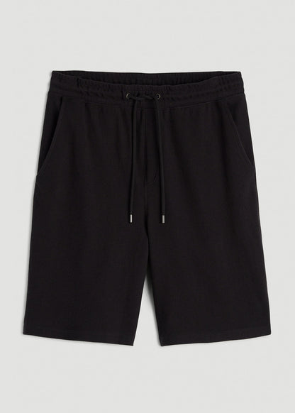 Terry Cotton Pull-On Shorts for Tall Men in Black