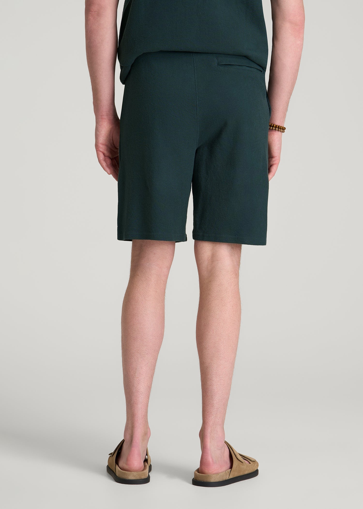 Terry Cotton Pull-On Shorts for Tall Men in Emerald