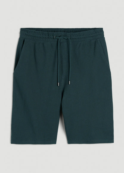 Terry Cotton Pull-On Shorts for Tall Men in Emerald