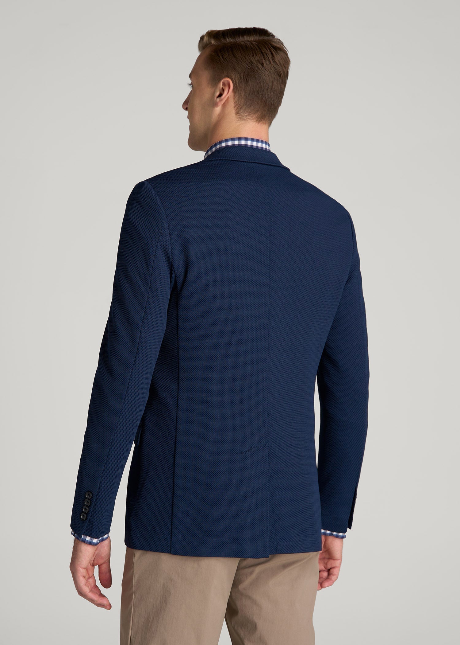 Textured Blazer for Tall Men in Navy Blue