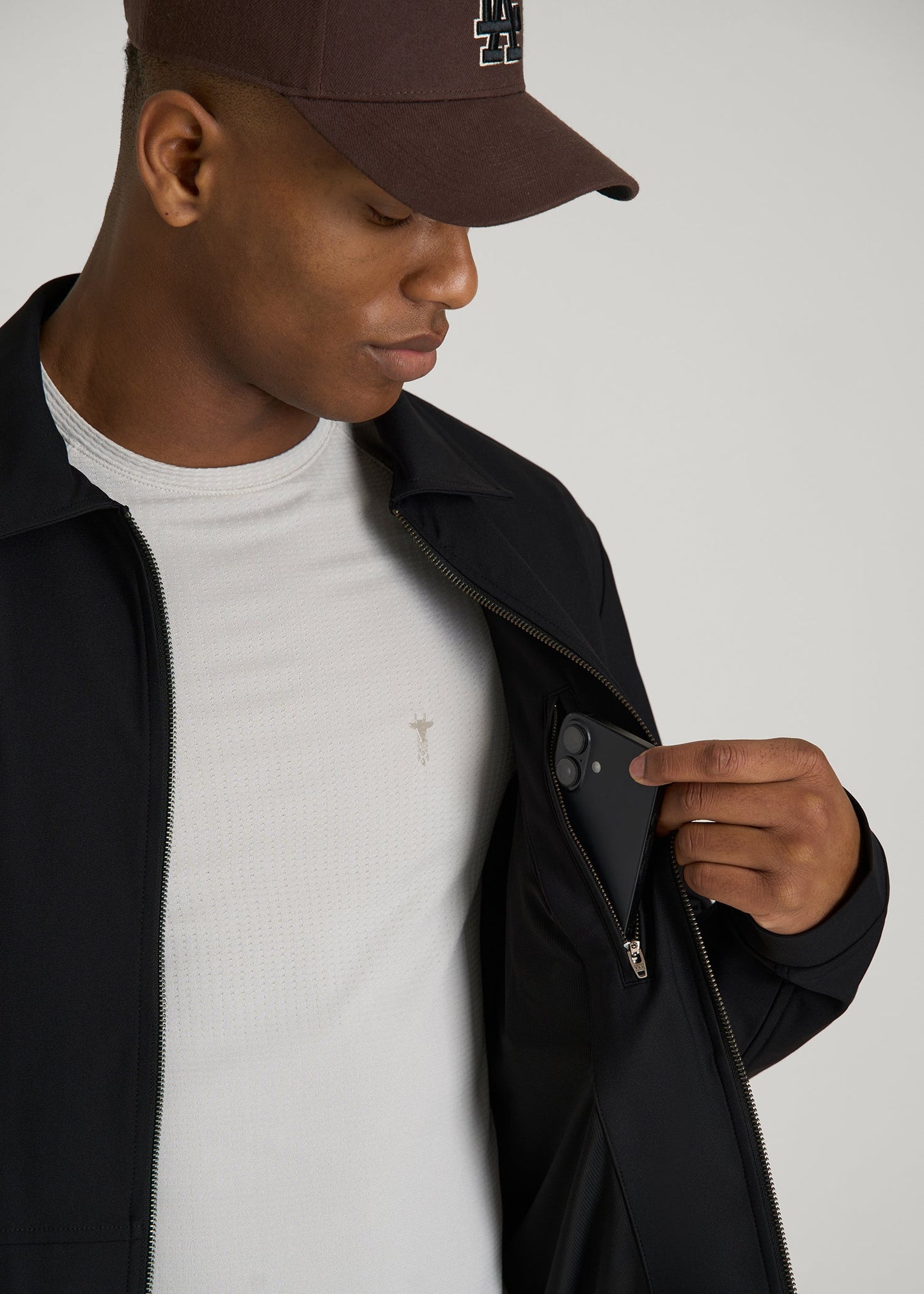 Traveler Bomber Jacket for Tall Men in Black